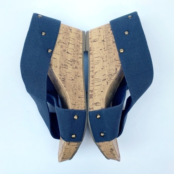 Esprit Crisscross Navy Blue Espadrille Wedge - Picture 7 of 11
